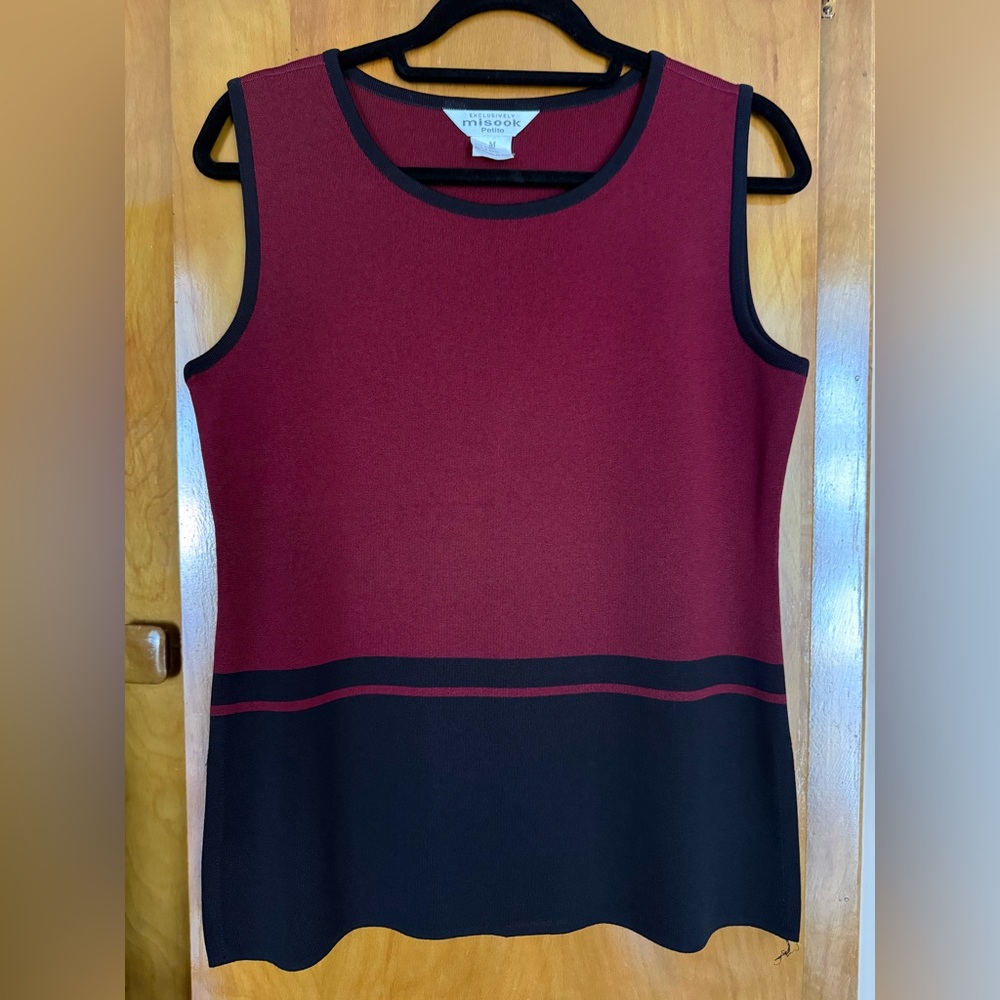 Exclusively Misook Burgundy and Black Tank Top